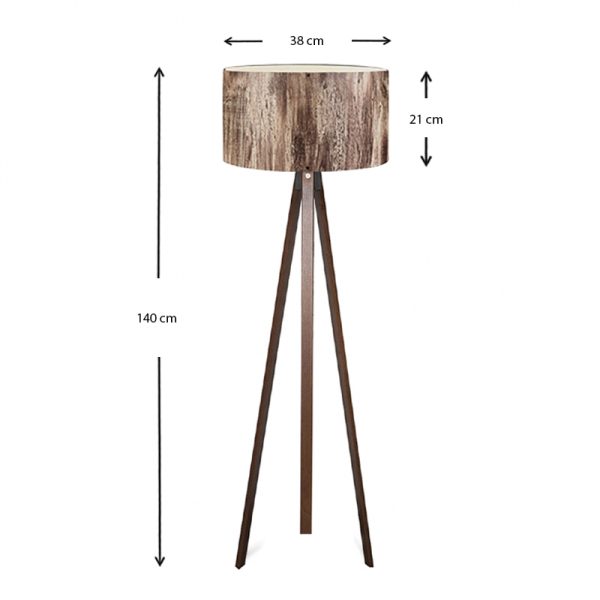 Φωτιστικό δαπέδου Rosling  Mdf/ύφασμα Pvc χρώμα καρυδί/καφέ 38x21x140εκ. - Image 3