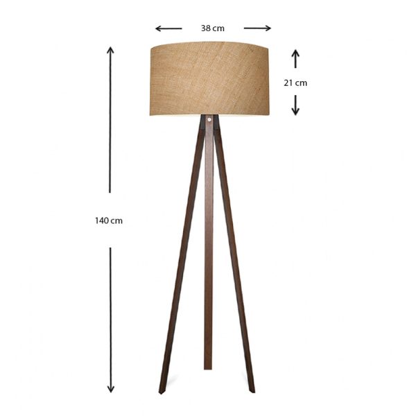 Φωτιστικό δαπέδου Rosling  Mdf/ύφασμα Pvc χρώμα καρυδί/φυσικό 38x38x140εκ. - Image 3