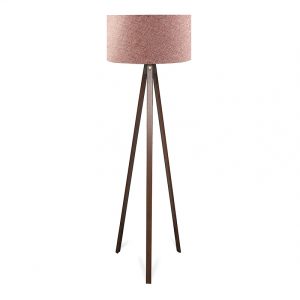 Φωτιστικό δαπέδου Rosling  Mdf/ύφασμα Pvc χρώμα καρυδί – dusty rose 38x38x140εκ.