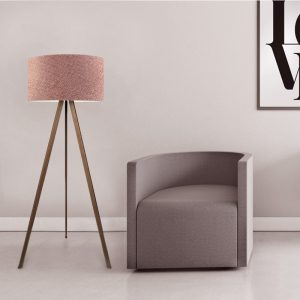 Φωτιστικό δαπέδου Rosling  Mdf/ύφασμα Pvc χρώμα καρυδί – dusty rose 38x38x140εκ.