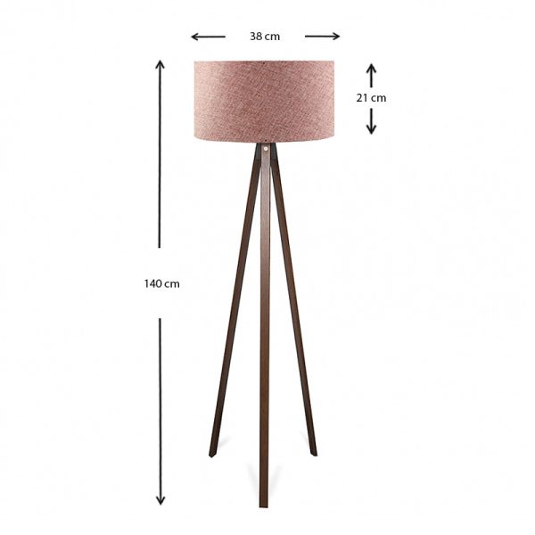 Φωτιστικό δαπέδου Rosling  Mdf/ύφασμα Pvc χρώμα καρυδί - dusty rose 38x38x140εκ. - Image 3