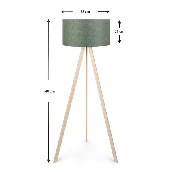 Φωτιστικό δαπέδου Rosling  Mdf/ύφασμα Pvc χρώμα φυσικό/χακί 38x38x140εκ. - Image 3