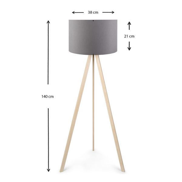Φωτιστικό δαπέδου Rosling  Mdf/ύφασμα Pvc χρώμα φυσικό/ανθρακί 38x21x140εκ. - Image 3