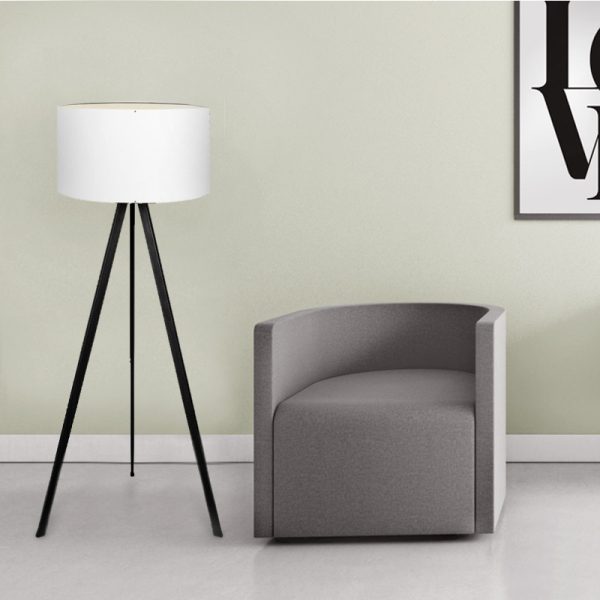 Φωτιστικό δαπέδου Rosling  Mdf/ύφασμα Pvc χρώμα μαύρο - λευκό 38x38x140εκ. - Image 2