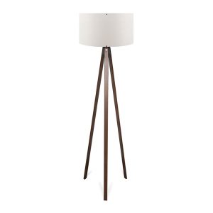 Φωτιστικό δαπέδου Rosling  Mdf/ύφασμα Pvc χρώμα καρυδί – λευκό 38x38x140εκ.