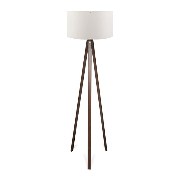 Φωτιστικό δαπέδου Rosling  Mdf/ύφασμα Pvc χρώμα καρυδί - λευκό 38x38x140εκ.