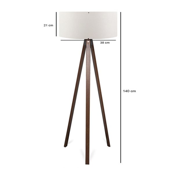 Φωτιστικό δαπέδου Rosling  Mdf/ύφασμα Pvc χρώμα καρυδί - λευκό 38x38x140εκ. - Image 3