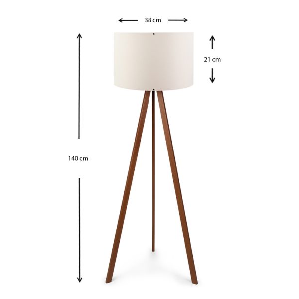 Φωτιστικό δαπέδου Rosling  Mdf/ύφασμα Pvc χρώμα καρυδί/μπεζ 38x21x140εκ. - Image 3