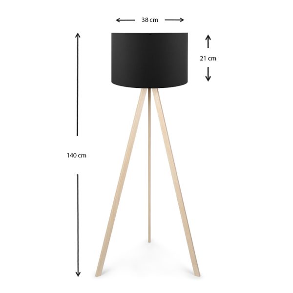 Φωτιστικό δαπέδου Rosling  Mdf/ύφασμα Pvc χρώμα φυσικό/μαύρο 38x21x140εκ. - Image 3