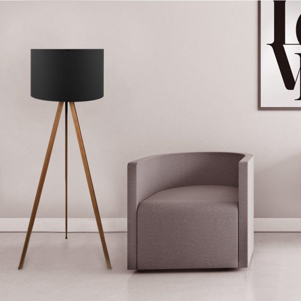 Φωτιστικό δαπέδου Rosling  Mdf/ύφασμα Pvc χρωμα καρυδί/μαύρο 38x21x140εκ. - Image 2