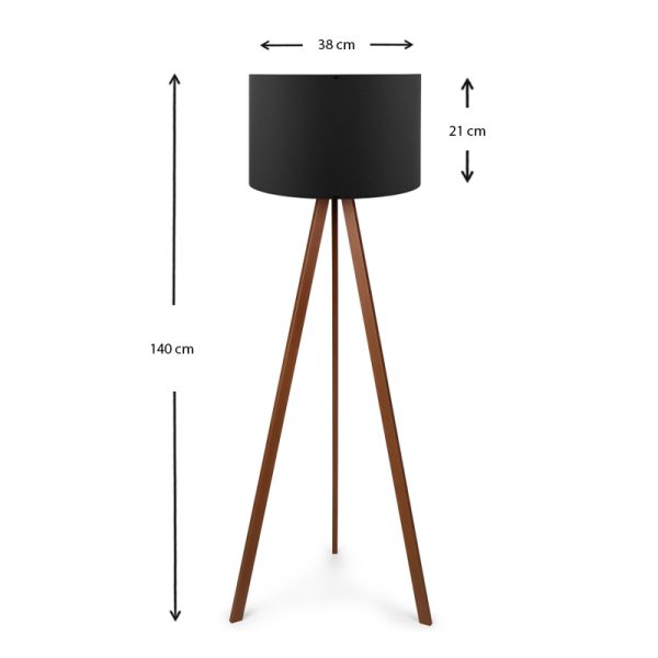 Φωτιστικό δαπέδου Rosling  Mdf/ύφασμα Pvc χρωμα καρυδί/μαύρο 38x21x140εκ. - Image 3