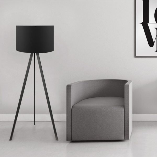 Φωτιστικό δαπέδου Rosling  Mdf/ύφασμα Pvc χρώμα μαύρο 38x21x140εκ. - Image 2