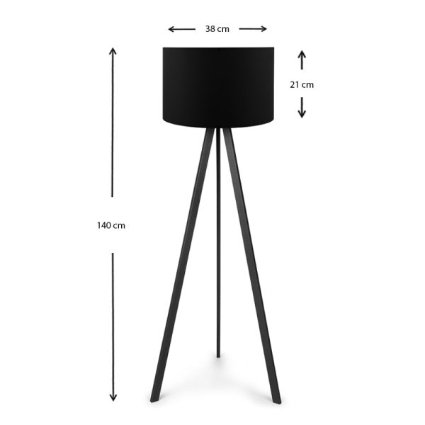 Φωτιστικό δαπέδου Rosling  Mdf/ύφασμα Pvc χρώμα μαύρο 38x21x140εκ. - Image 3