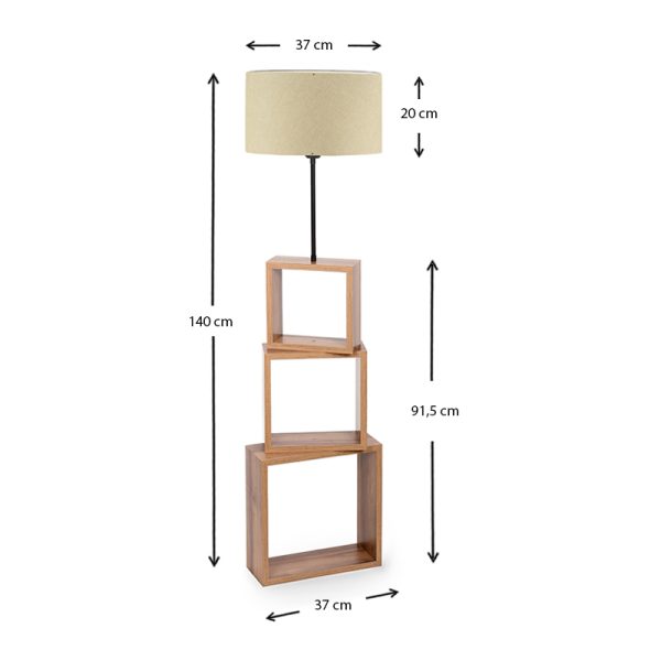 Φωτιστικό δαπέδου Claude  Mdf/fabric Pvc χρώμα καφέ/μπεζ 37x20x140εκ. - Image 3