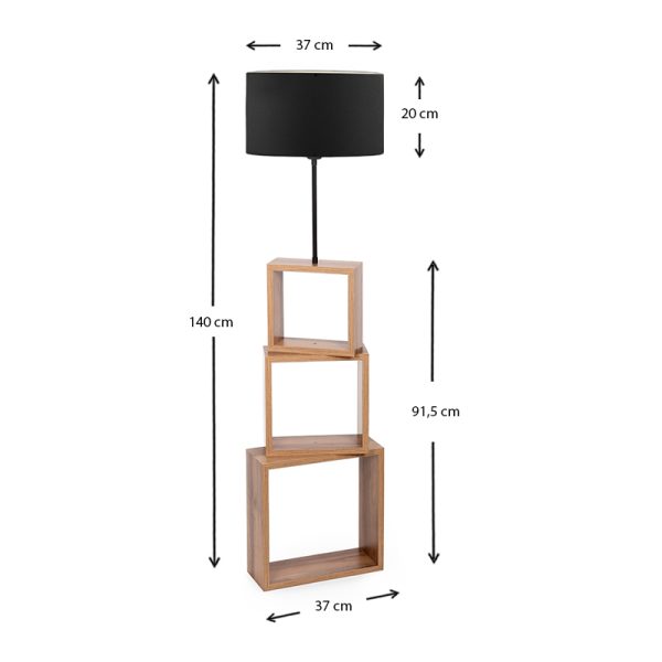 Φωτιστικό δαπέδου Claude  Mdf/fabric Pvc χρώμα καφέ/μαύρο 37x20x140εκ. - Image 3