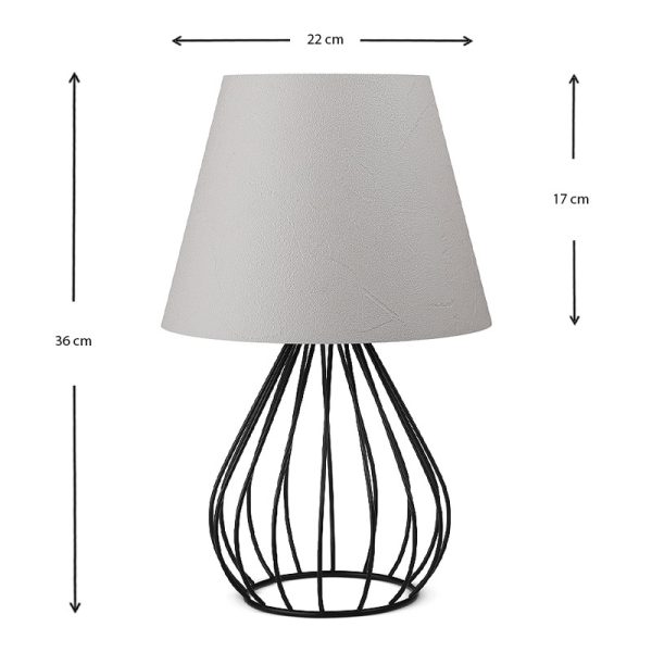 Φωτιστικό επιτραπέζιο Akerlind  ύφασμα Pvc/μέταλλο χρώμα ανοιχτό γκρι/μαύρο 22x17x36εκ. - Image 3