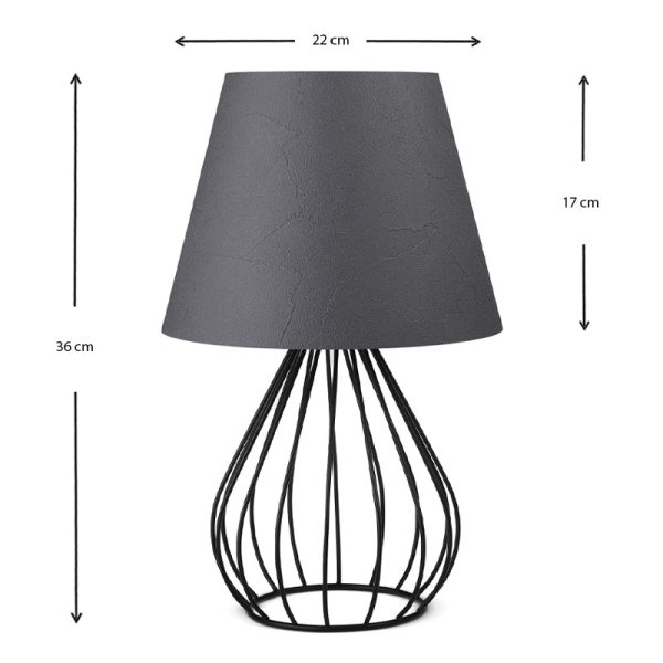Φωτιστικό επιτραπέζιο Akerlind  ύφασμα Pvc/μέταλλο χρώμα ανθρακί/μαύρο 22x17x36εκ. - Image 3