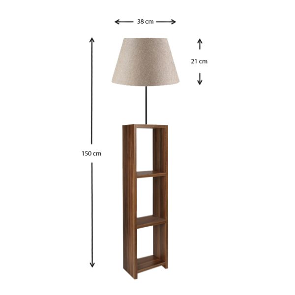 Φωτιστικό δαπέδου Launo  υφασμάτινο Pvc/MDF χρώμα μπεζ/καρυδί 38x38x150εκ. - Image 3