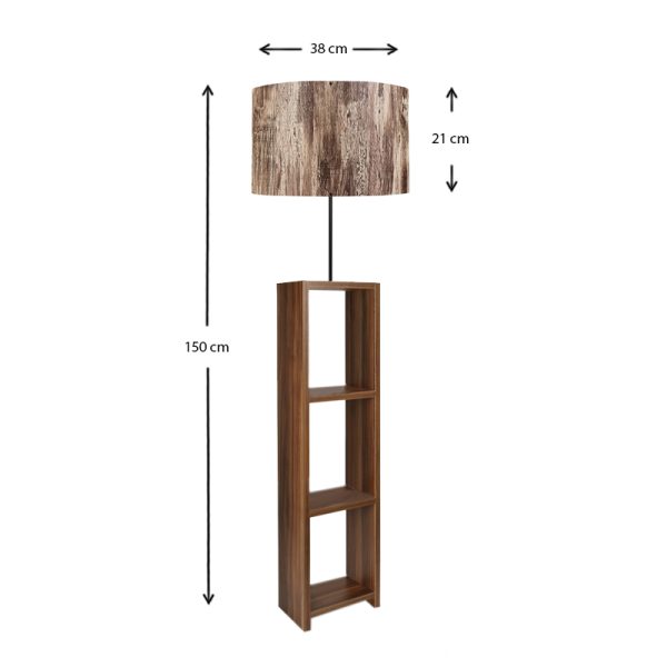 Φωτιστικό δαπέδου Launo  υφασμάτινο Pvc/MDF χρώμα καφέ/καρυδί 38x38x150εκ. - Image 3