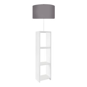 Φωτιστικό δαπέδου Launo  υφασμάτινο Pvc/MDF χρώμα λευκό – γκρι 38x38x150εκ.