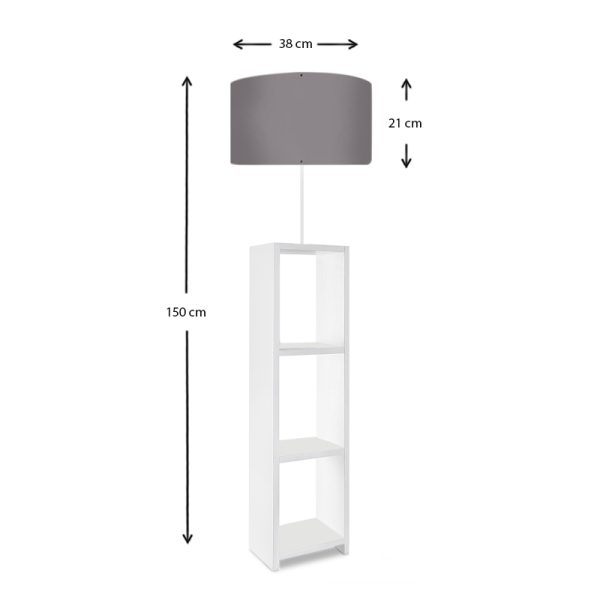 Φωτιστικό δαπέδου Launo  υφασμάτινο Pvc/MDF χρώμα λευκό - γκρι 38x38x150εκ. - Image 3