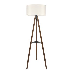 Φωτιστικό δαπέδου Thomas  E27 Mdf/ύφασμα Pvc χρώμα καρυδί – κρεμ 38x38x135εκ.