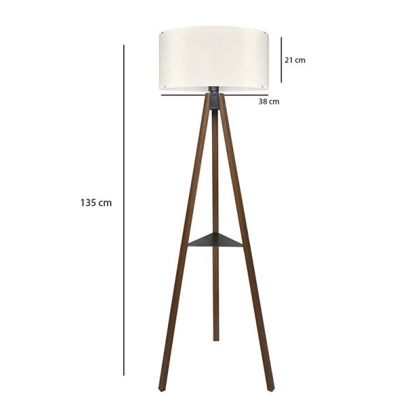 Φωτιστικό δαπέδου Thomas  E27 Mdf/ύφασμα Pvc χρώμα καρυδί - κρεμ 38x38x135εκ. - Image 3
