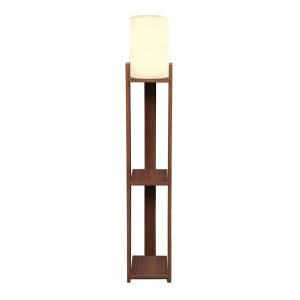 Φωτιστικό δαπέδου Verma I  E27 Mdf/ύφασμα Pvc χρώμα καρυδί – κρεμ 18,5×18,5×142εκ.