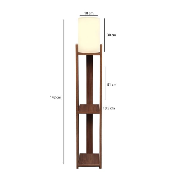 Φωτιστικό δαπέδου Verma I  E27 Mdf/ύφασμα Pvc χρώμα καρυδί - κρεμ 18,5x18,5x142εκ. - Image 3
