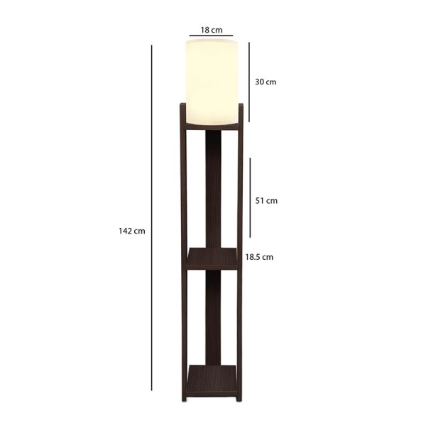 Φωτιστικό δαπέδου Verma I  E27 Mdf/ύφασμα Pvc χρώμα wenge - κρεμ 18,5x18,5x142εκ. - Image 3