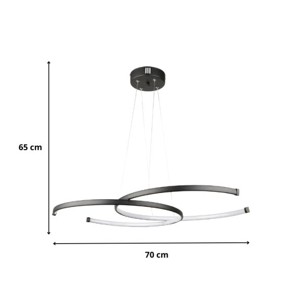 Φωτιστικό οροφής Led Cres  μεταλλικό χρώμα μαύρο 70x48x65εκ. - Image 4