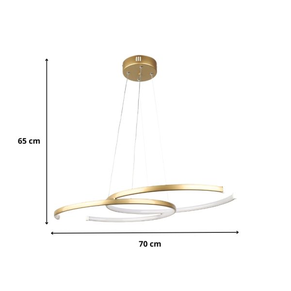 Φωτιστικό οροφής Led Cres  μεταλλικό χρώμα χρυσό 70x48x65εκ. - Image 4