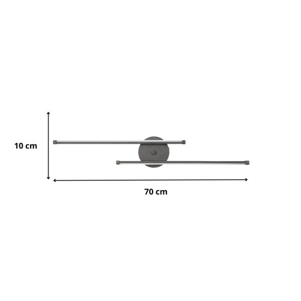 Απλίκα τοίχου Led Frode  μεταλλική χρώμα μαύρο 70x10x10εκ. - Image 4