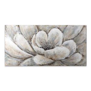 Πίνακας σε καμβά “Silver Flowers”  ψηφιακής εκτύπωσης 140x70x3εκ.