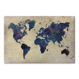 Πίνακας σε καμβά “World Map”  ψηφιακής εκτύπωσης 75x50x3εκ.