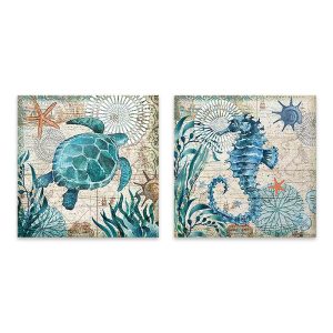 Πίνακας σε καμβά “Sea Creatures”  2 τμχ. ψηφιακής εκτύπωσης 83x40x3εκ.