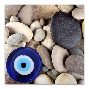 Πίνακας σε καμβά “Evil Eye Beads And Stones”  ψηφιακής εκτύπωσης 50x50x3εκ.