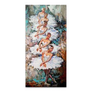 Πίνακας σε καμβά “White Swan Ballerinas”  ψηφιακής εκτύπωσης 50x100x3εκ.