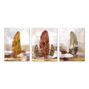 Πίνακας σε καμβά “Autumn Leaves”  τρίπτυχος ψηφιακής εκτύπωσης 126x55x3εκ.