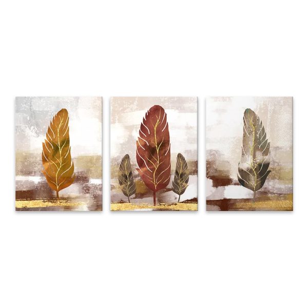 Πίνακας σε καμβά "Autumn Leaves"  τρίπτυχος ψηφιακής εκτύπωσης 126x55x3εκ.
