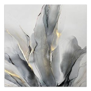 Πίνακας σε καμβά “Abstract Grey Leaves”  ψηφιακής εκτύπωσης 100x100x3εκ.