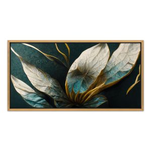 Πίνακας σε καμβά “Exotic Flower”  ψηφιακής εκτύπωσης με κορνίζα χρώμα χρυσό 140x70x3εκ.