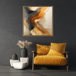 Πίνακας σε καμβά “Sand and Wind Abstract”  ψηφιακής εκτύπωσης με κορνίζα χρώμα χρυσό 100x100x3εκ.