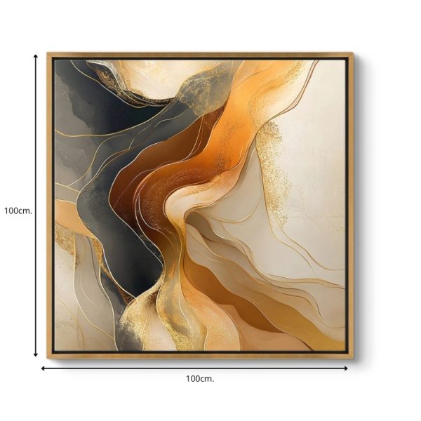 Πίνακας σε καμβά "Sand and Wind Abstract"  ψηφιακής εκτύπωσης με κορνίζα χρώμα χρυσό 100x100x3εκ. - Image 3