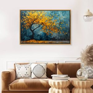 Πίνακας σε καμβά “Windblown Tree”  ψηφιακής εκτύπωσης με κορνίζα χρώμα χρυσό 140x100x3εκ.