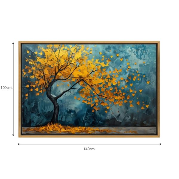 Πίνακας σε καμβά "Windblown Tree"  ψηφιακής εκτύπωσης με κορνίζα χρώμα χρυσό 140x100x3εκ. - Image 3