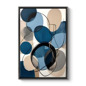 Πίνακας σε καμβά “Blue and Beige Abstract”  ψηφιακής εκτύπωσης με κορνίζα χρώμα μαύρο 70x100x3εκ.