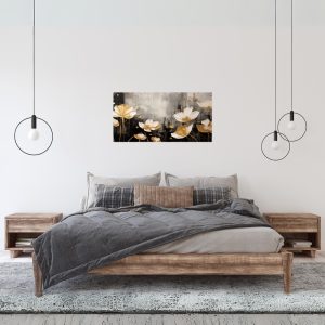 Πίνακας σε καμβά “Gold Flowers”  ψηφιακής εκτύπωσης 80x40x3εκ.
