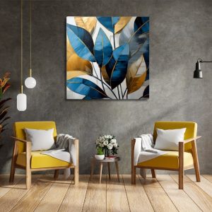 Πίνακας σε καμβά “Botanical Leaves”  ψηφιακής εκτύπωσης 100x100x3εκ.