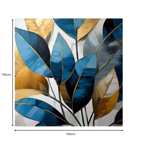 Πίνακας σε καμβά "Botanical Leaves"  ψηφιακής εκτύπωσης 100x100x3εκ. - Image 3